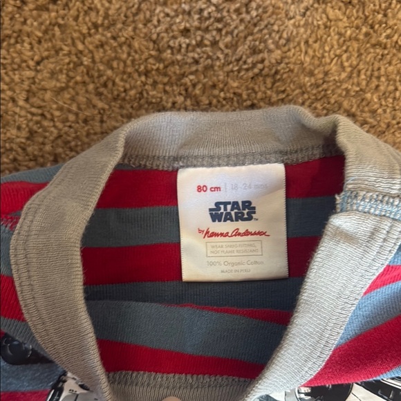 Hanna Andersson Cozy Red and Gray Striped Pajama Sets - Picture 2 of 6